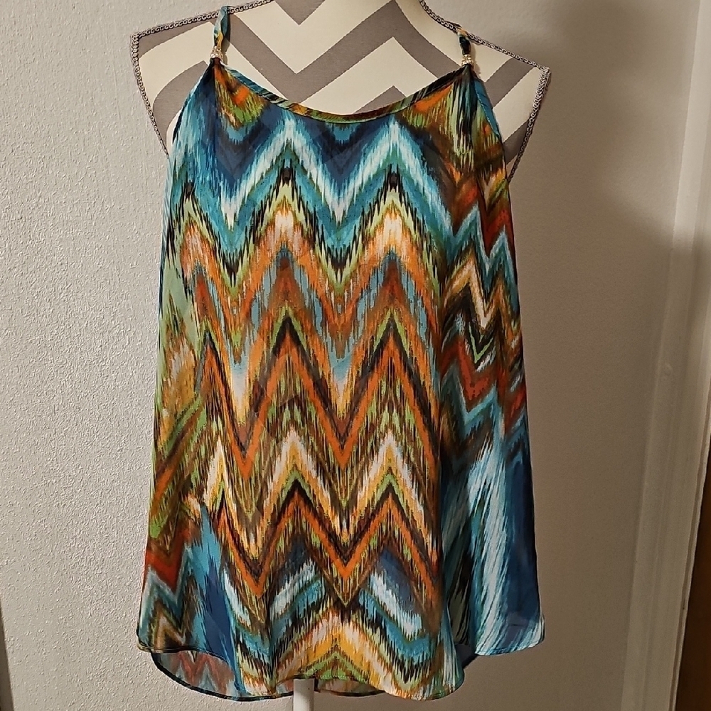 Iz Byer Multicolor Chevron Camisole Top